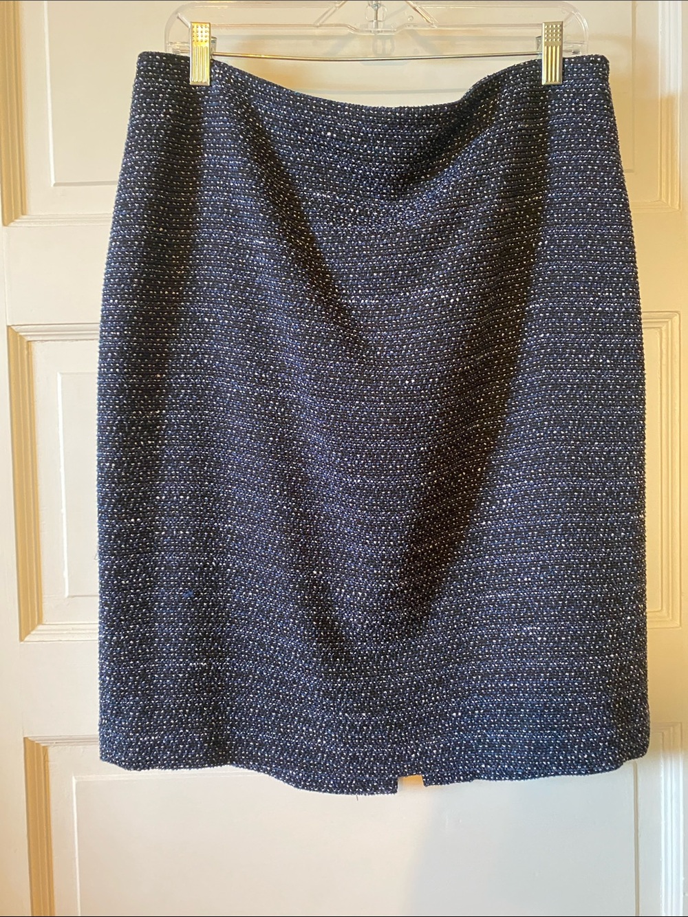 Calvin Klein Classic Navy Tweed Pencil Skirt - Women's